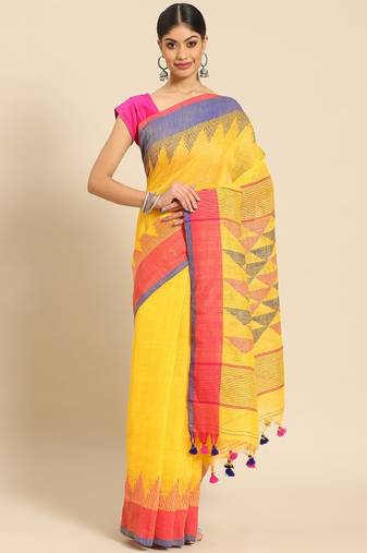 Handloom pure linen jamdani saree