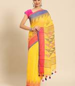 Handloom pure linen jamdani saree