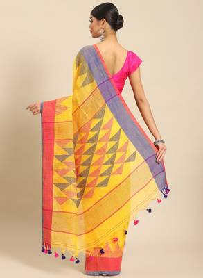 Handloom pure linen jamdani saree 2