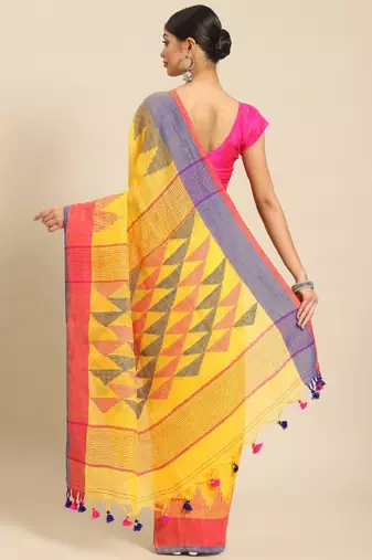 Handloom pure linen jamdani saree