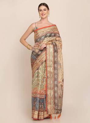 Kalamkari zari maheshwari saree 1