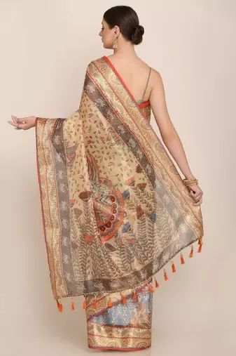 Kalamkari zari maheshwari saree