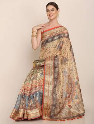Kalamkari zari maheshwari saree 4