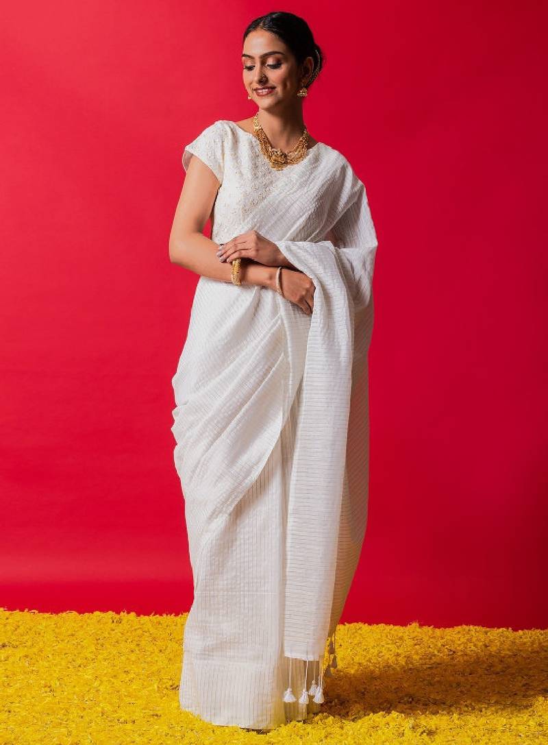 Striped pure cotton saree