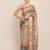 Floral motifs printed zari linen saree