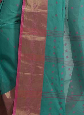 Ethnic motif pure cotton taant zari saree 4