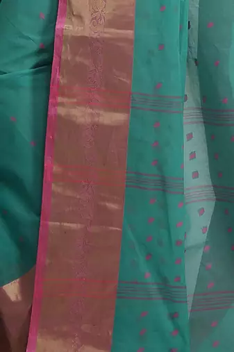 Ethnic motif pure cotton taant zari saree