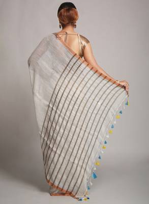 Zari pure linen saree 3