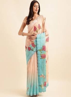 Floral printed organza saree 1