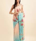 Floral printed organza saree
