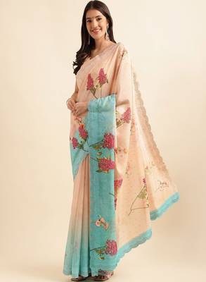 Floral printed organza saree 2