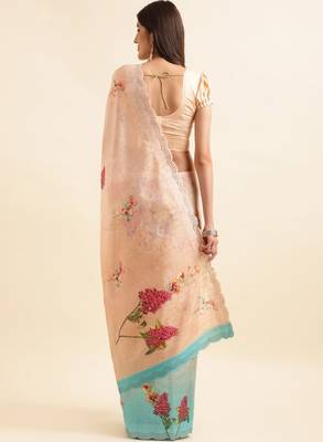 Floral printed organza saree 3