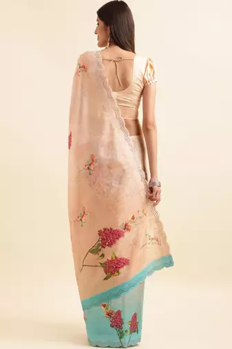 Floral printed organza saree