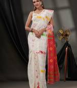 Woven design silk cotton jamdani saree