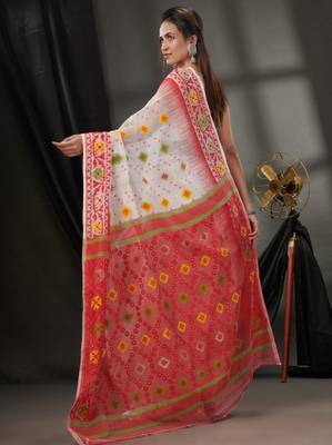 Woven design silk cotton jamdani saree 3
