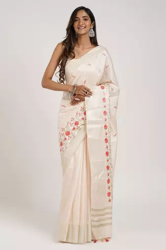 Floral embroidered saree