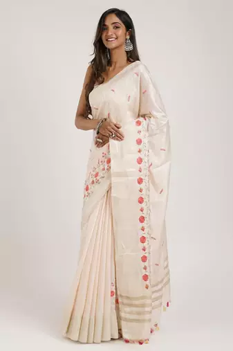 Floral embroidered saree
