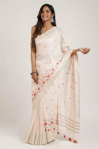 Floral embroidered saree