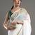 Off white & gold-toned floral embroidered saree