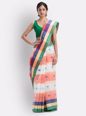 Checked woven design pure cotton saree 1
