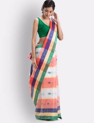 Checked woven design pure cotton saree 2