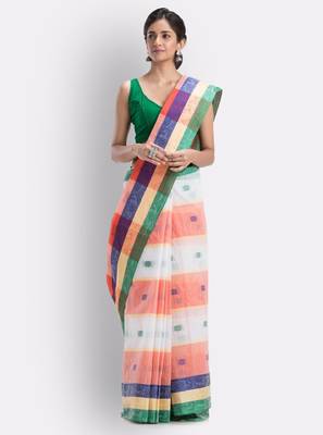 Checked woven design pure cotton saree 4