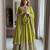 parrot green color heavy cording embroidery dori and sequin work silk blend gown set