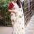 White floral embroidered zari linen saree