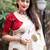 White floral embroidered zari linen saree