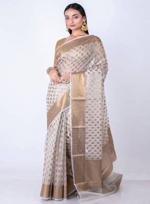 Woven design zari organza banarasi saree 1