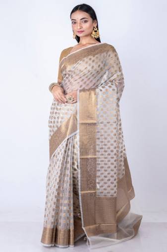 Woven design zari organza banarasi saree