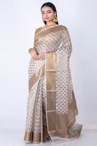 Woven design zari organza banarasi saree