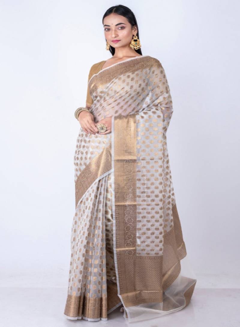 Woven design zari organza banarasi saree