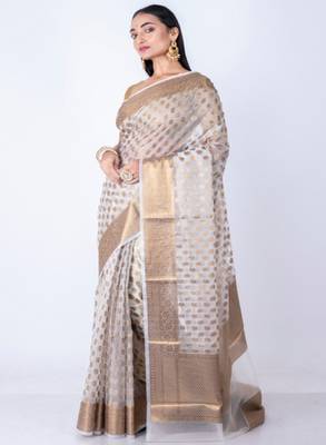 Woven design zari organza banarasi saree 2