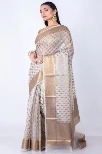 Woven design zari organza banarasi saree