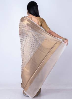 Woven design zari organza banarasi saree 3
