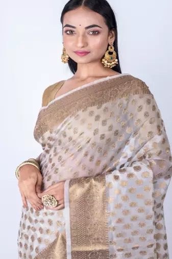 Woven design zari organza banarasi saree