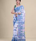 Woven design pure cotton jamdani saree