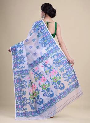 Woven design pure cotton jamdani saree 3