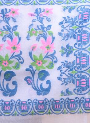 Woven design pure cotton jamdani saree 4