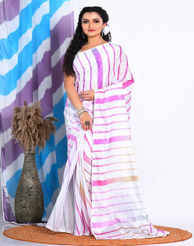 Striped printed saree