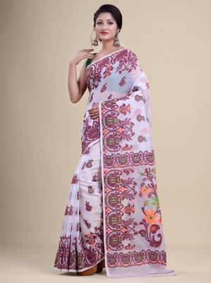 Woven design pure cotton jamdani saree 2