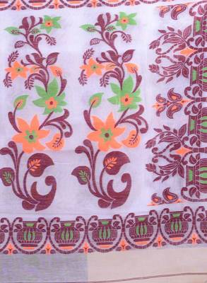 Woven design pure cotton jamdani saree 4