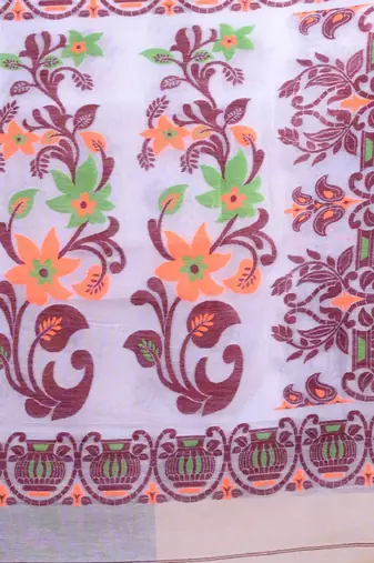 Woven design pure cotton jamdani saree