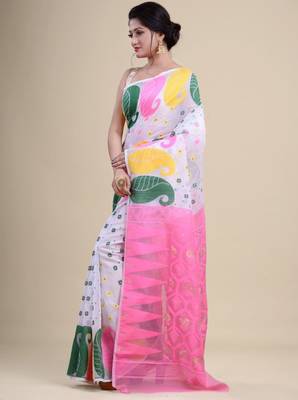 Woven design pure cotton jamdani saree 2