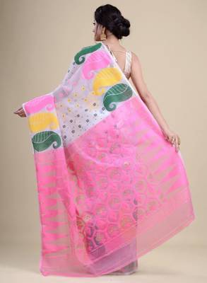 Woven design pure cotton jamdani saree 3