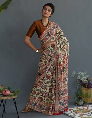 Floral printed pure cotton saree 1