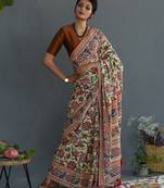 Floral printed pure cotton saree
