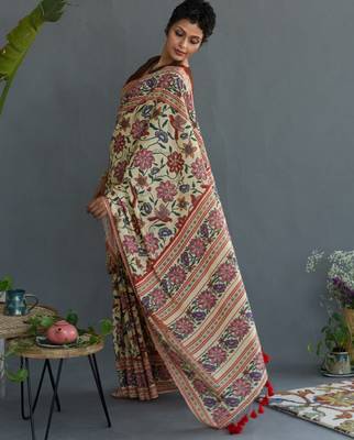 Floral printed pure cotton saree 3