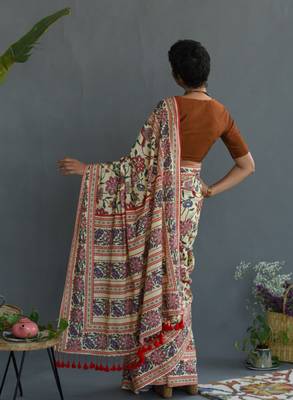 Floral printed pure cotton saree 4
